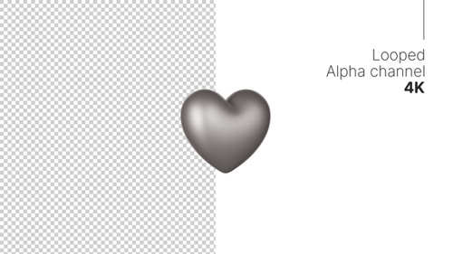 Silver 3D Heart Rotation Loop Seamless Animation