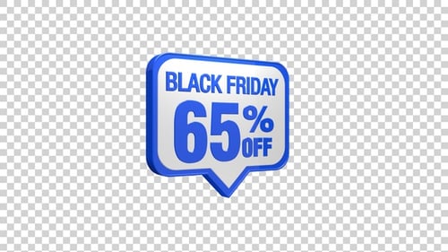 Animated 3D Black Friday 65 Percent Off Sale Graphic