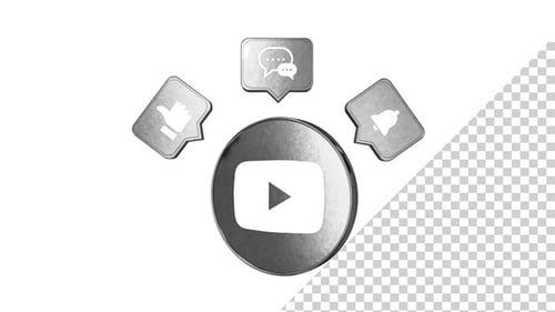 YouTube Play Button with Social Media Interaction Icons Animation