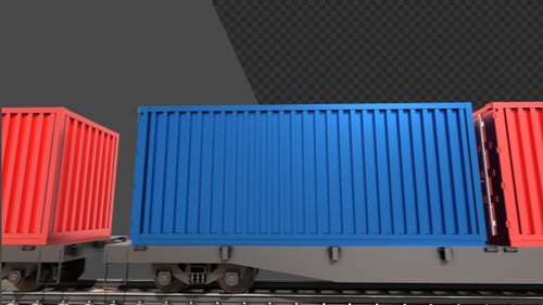 3D Animation of Rail Transport Containers | Alpha Channel