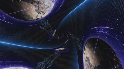 Animação de túnel de rede Earth Connections, conceito de tecnologia, loop - pacote