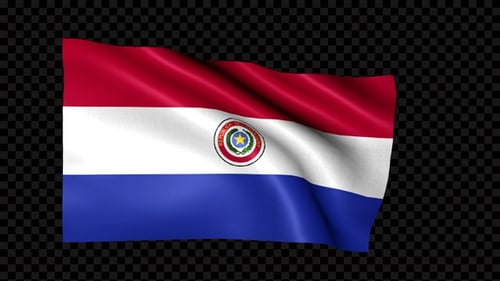 Paraguay National Flag Waving Seamless Alpha Channel Animation
