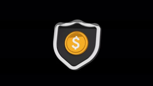 Money shield protection with currency icon animation on isolated background