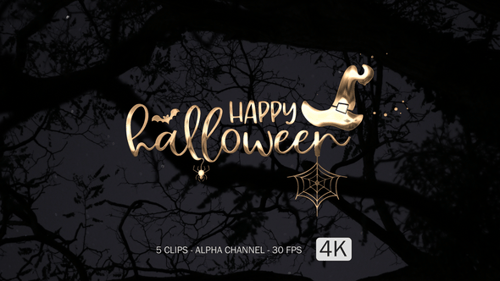 Happy Halloween Text Reveal Pack with Metallic Graphics