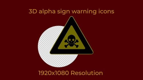 3D Alpha Sign Warning Icons – 360° Loop Animation - Toxic material