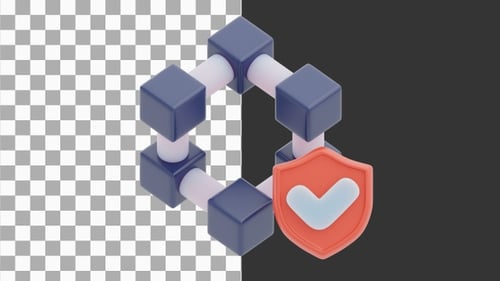 3D Animation of Blockchain Security System | Alpha Channel