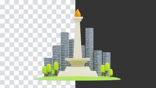Animación 3D de la ciudad de Yakarta | Alpha Channel