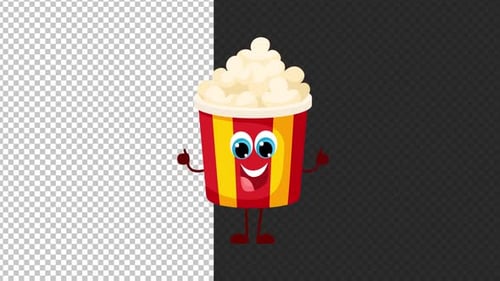 Happy Animated Popcorn Character Giving Thumbs Up