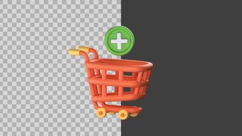 3D Shopping Cart with Add to Cart Icon Animation