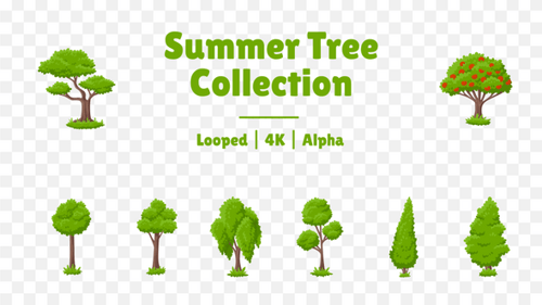 Animated Flat Design Summer Tree Collection