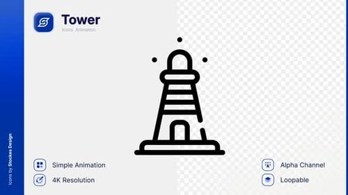Animated Lighthouse Icon with Beaming Light