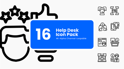 Animierte Helpdesk-Symbole — Call Center, Chat, Unterstützung (Loopable 4K)