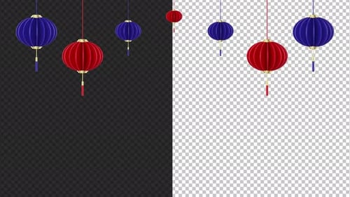 Elegant Chinese New Year Lanterns Swaying Alpha Channel Loop
