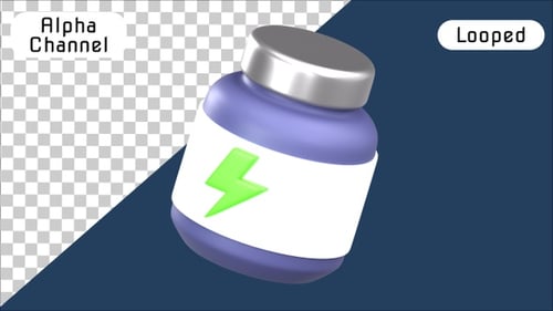 Energy Supplement Bottle 3D Animation | Alpha Channel