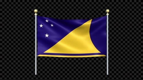 Tokelau Flag Waving Seamless Loop with Alpha Channel