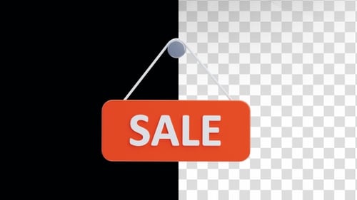 Red sale sign hanging 3d animation