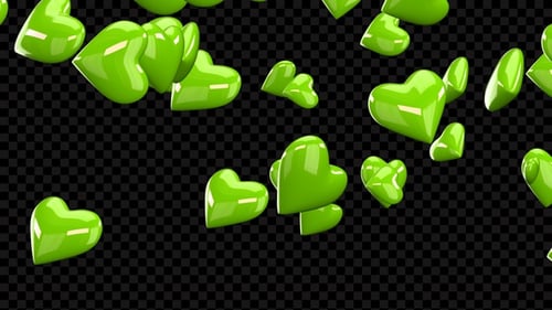 Valentine 3D Heart Falling Down Green