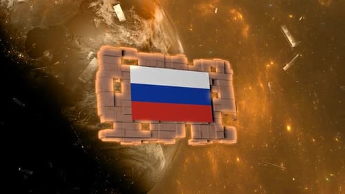 Futuristic Global Flag Reveal in Sci-Fi Space