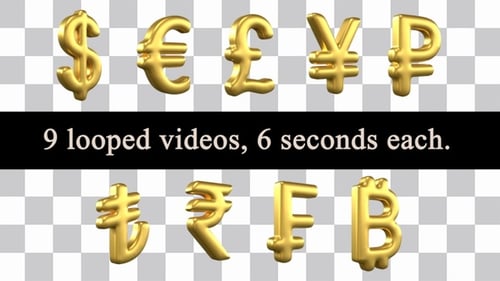 Gold Currency Symbol Loops Pack