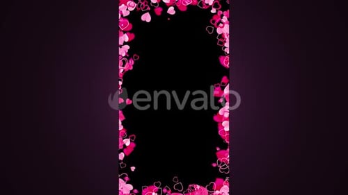 Romantic Pink Hearts Vertical Frame Overlay