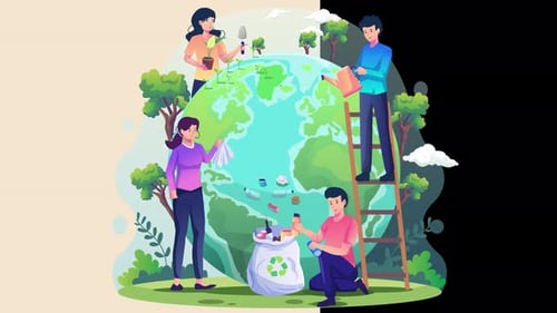 Animated Illustration of People Protecting the Earth