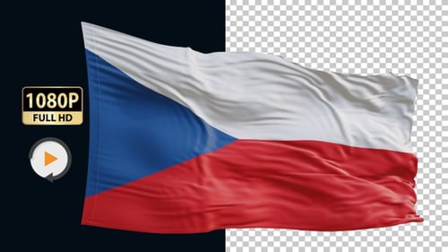 Realistic Waving Flag of the Czech Republic