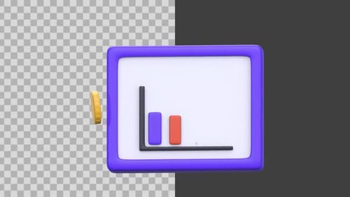 Animated 3D Business Report with Growing Bar Chart and Pen