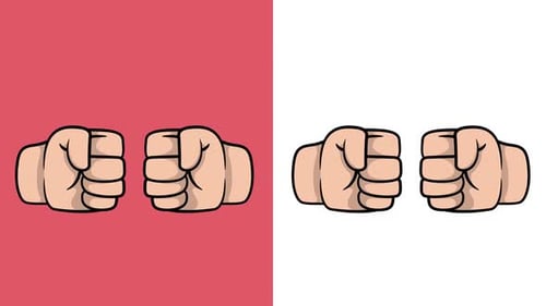 Pack Of 2 Hands bumping Fists On Alpha And White Loop