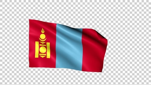 Mongolia Flag Waving Animation on Transparent Background