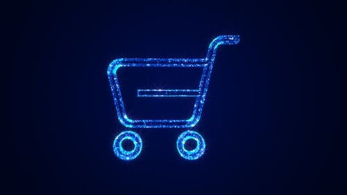 Futuristic Glowing Shopping Cart Particle Animation