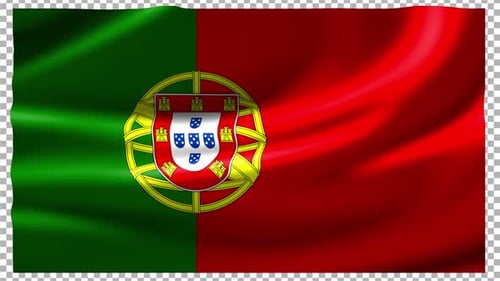 Animated Waving Flag of Portugal on Transparent Background