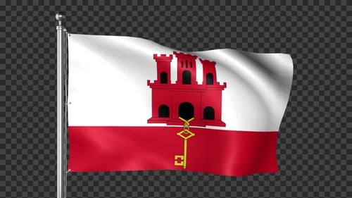 Gibraltar National Flag Waving Loop Animation