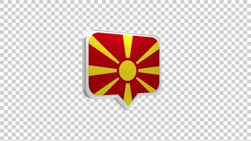 North Macedonia Flag 3D Speech Bubble Animation