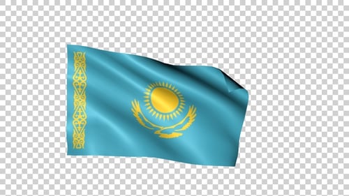 Kazakhstan National Flag Waving Animation