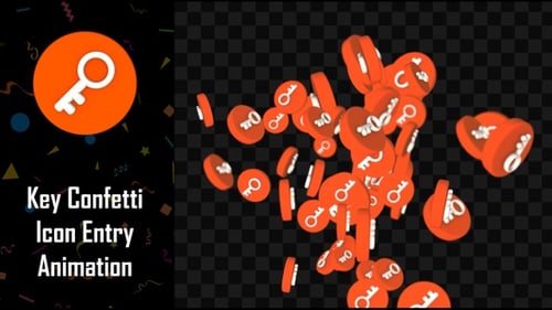 Key Confetti Icon Entry Animation