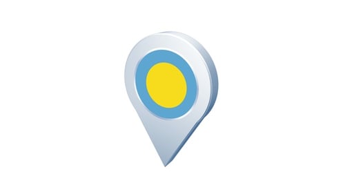 Palau Flag Location Map Pin Icon 3D Animation