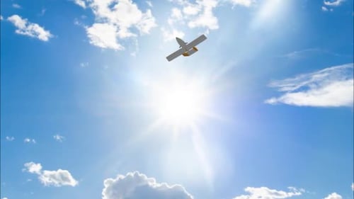 Animated Airplane Flyby in Clear Blue Sky