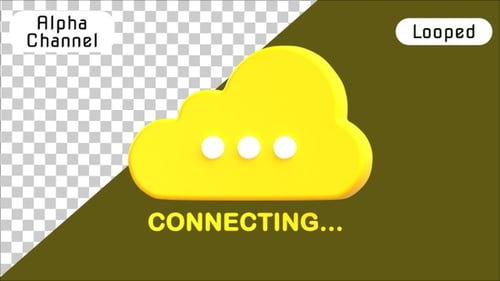 3D-Animation zum Verbinden und Laden von Symbolen mit der Cloud | Alpha Channel