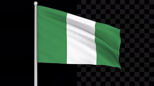 Realistic Waving Nigeria Flag Animation on Flagpole