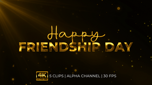 Animated Happy Friendship Day Metallic Text Pack
