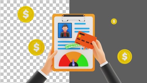 3D Approved credit score assessment | Alpha Channel