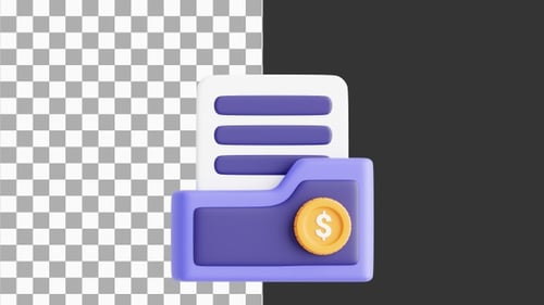 3D Animation of Organizing Your Finances with a Money Folder | Alpha Channel