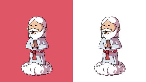 Pack Of 2 God Characters Floating On Alpha And White Loop