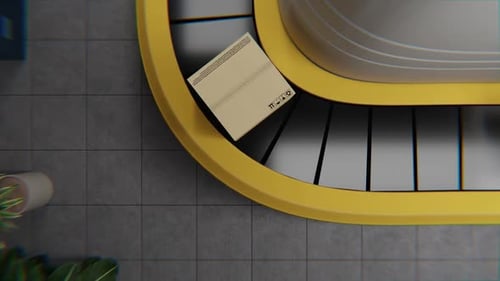 Automated Logistics Conveyor Belt Box Logo Reveal