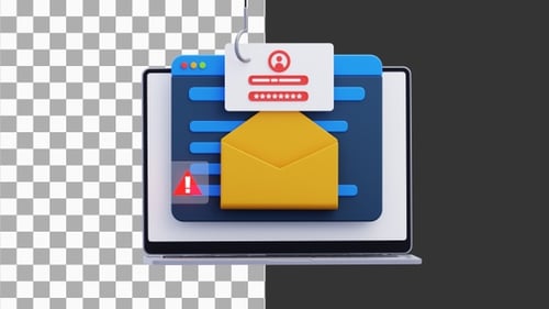 3D Animation of Email Scam Warning Signs | Alpha Channel