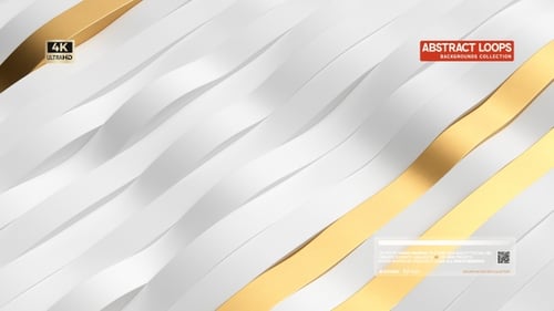 Abstract White and Gold Wavy Ribbons Seamless Motion Background