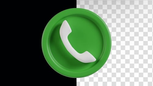 3D Animation of Calling Button on Alpha Channel