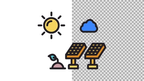 Animated Flat Icons for Renewable Energy and Environmental Technology
