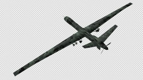 Military Drone - Flying Loop - Top Angle Side View