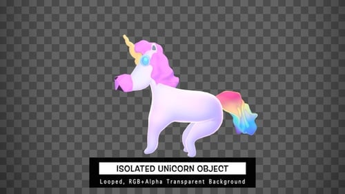 Cute Animated Unicorn with Rainbow Tail Transparent Loop